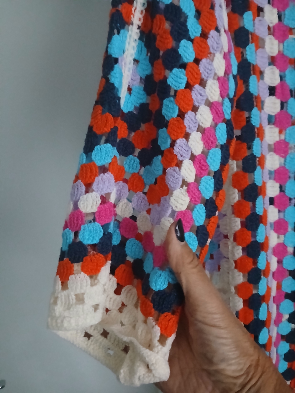 POL Multicolor Crochet Top with Cream Trim - Picture 3 of 4